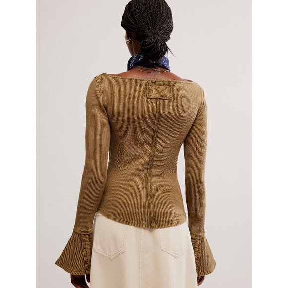 🆕 FREE PEOPLE Soul Sister Layering Top / Military Olive - Picture 3 of 6